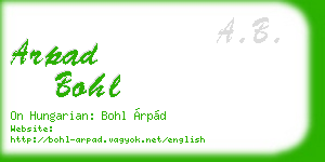 arpad bohl business card