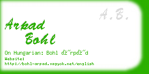 arpad bohl business card
